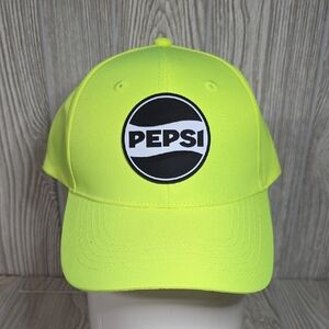 Pepsi Bright Neon Yellow Iconic Logo Hat Vintage 1980s